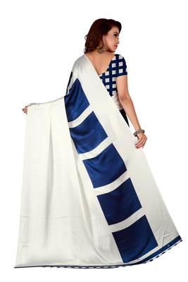 Multicolor plain crepe saree with blouse 2