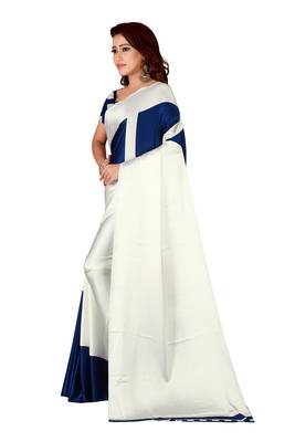 Multicolor plain crepe saree with blouse 3