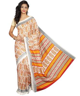 Multicolor printed crepe saree with blouse 1