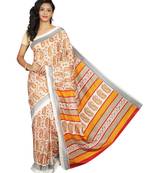 Multicolor printed crepe saree with blouse