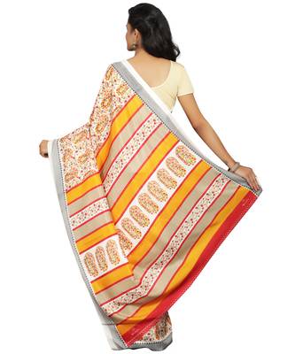 Multicolor printed crepe saree with blouse 2