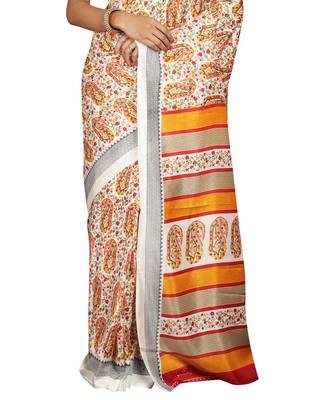 Multicolor printed crepe saree with blouse 4