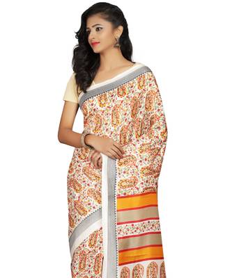 Multicolor printed crepe saree with blouse 5