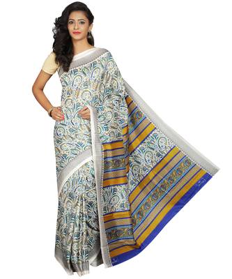 Multicolor printed crepe saree with blouse 1