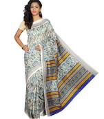 Multicolor printed crepe saree with blouse