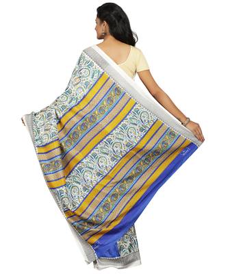 Multicolor printed crepe saree with blouse 2