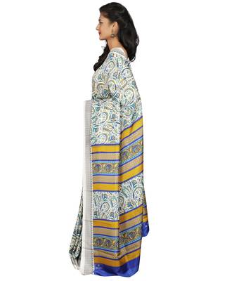 Multicolor printed crepe saree with blouse 3