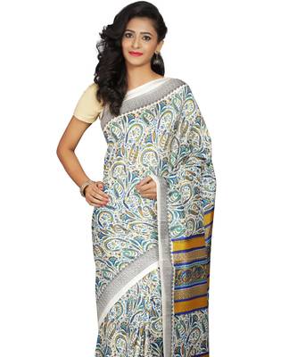 Multicolor printed crepe saree with blouse 5