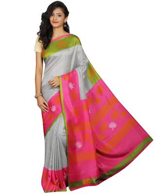 Multicolor printed crepe saree with blouse 1