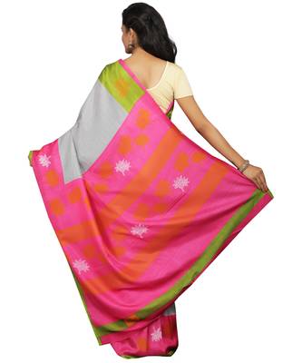 Multicolor printed crepe saree with blouse 2