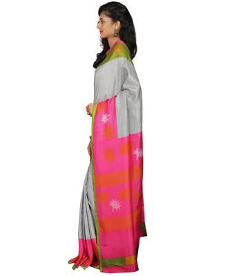 Multicolor printed crepe saree with blouse 3