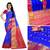 Blue woven tussar silk saree with blouse