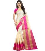 White woven art silk saree with blouse