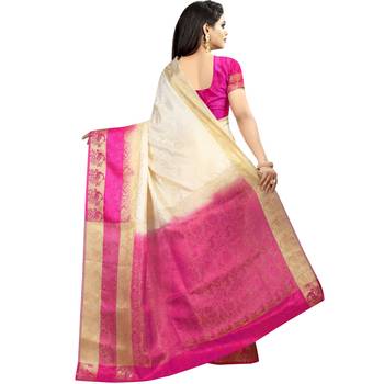 White woven art silk saree with blouse 2