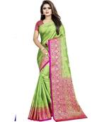 Light green woven tussar silk saree with blouse
