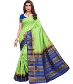 Light green woven tussar silk saree with blouse