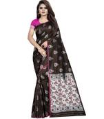 Coffee woven art silk saree with blouse