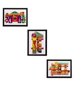 Multicolor Synthetic Plain Traditional Wall Paintings (Set of 3)