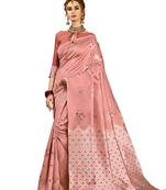 Nude woven art silk saree with blouse