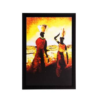 Walking Tribal Woman Matt Textured UV Art Painting 1