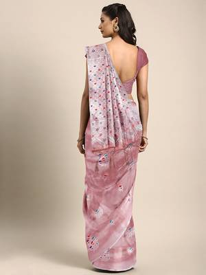 Nude woven art silk saree with blouse 2