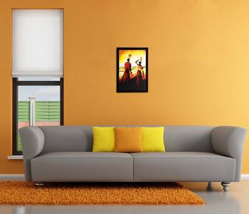 Walking Tribal Woman Matt Textured UV Art Painting 2