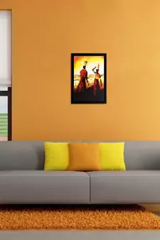 Walking Tribal Woman Matt Textured UV Art Painting