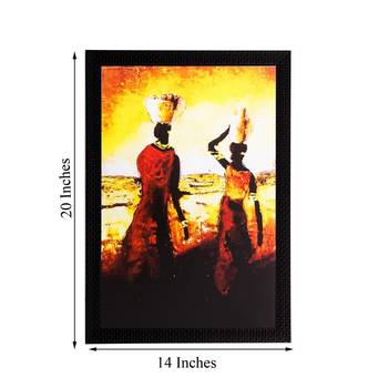 Walking Tribal Woman Matt Textured UV Art Painting 3
