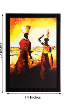 Walking Tribal Woman Matt Textured UV Art Painting