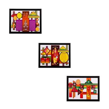 Set of 3 Religious Matt Textured UV Art Painting 1