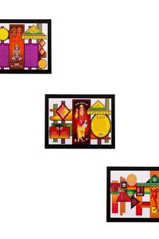 Set of 3 Religious Matt Textured UV Art Painting