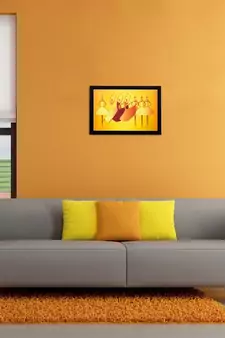 Abstract Dancing Tribal Girls Matt Textured UV Art Painting