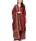Maroon printed cotton salwar