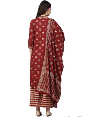 Maroon printed cotton salwar 2