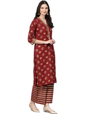 Maroon printed cotton salwar 3