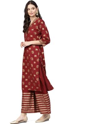 Maroon printed cotton salwar 5