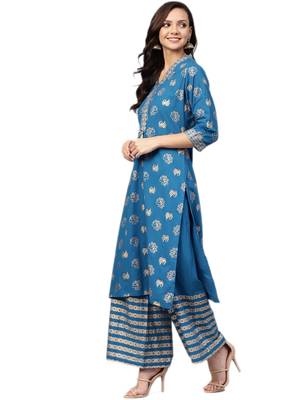 Blue printed cotton salwar 3