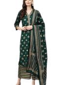 Green printed cotton salwar