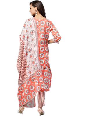 Orange floral print cotton salwar 2