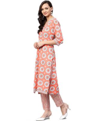 Orange floral print cotton salwar 3