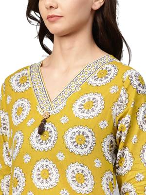 Yellow floral print cotton salwar 4