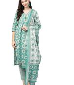 Green floral print cotton salwar