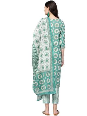 Green floral print cotton salwar 2