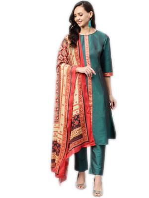Green plain taffeta salwar 1
