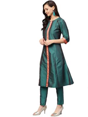 Green plain taffeta salwar 3