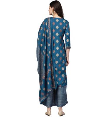 Blue printed rayon salwar 2
