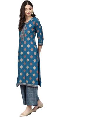 Blue printed rayon salwar 3