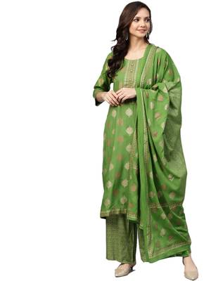 Green printed rayon salwar 1