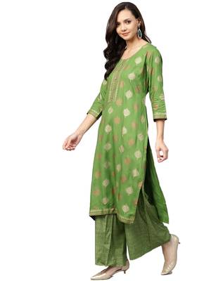 Green printed rayon salwar 3