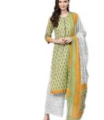 Green printed cotton salwar